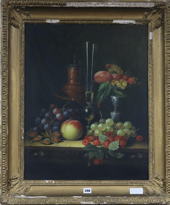 F. Bailey (1967-), oil on canvas board, still life, 62 x 49cm